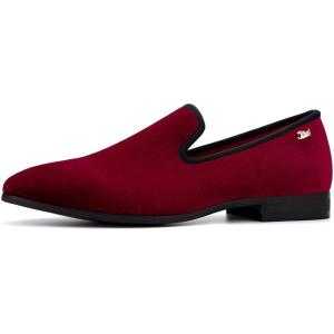 JITAI Men Loafers Slip-On Shoes for Men Fashion Dress Shoes Tuxedo Shoes(Red/118)