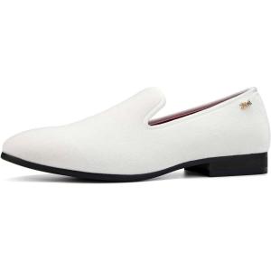 JITAI Men Loafers Slip-On Shoes for Men Fashion Dress Shoes Tuxedo Shoes(White/118)