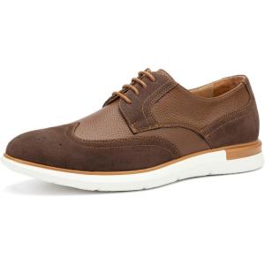 JITAI Men’s Casual Oxford Dress Shoes Classic Modern Business Lace-up Wingtip Shoes(Brown/06)