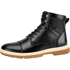 JITAI Men’s Dress Oxfords Lace-Up Boots, Comfortable Casual Hiking Winter Work Shoes with Rubber Sole(Black/02)