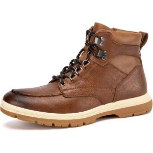 JITAI Men’s Dress Oxfords Lace-Up Boots, Comfortable Casual Hiking Winter Work Shoes with Rubber Sole(Brown/01)