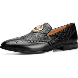 JITAI Men’s Fashion Loafers Wedding Shoes Loafers for Men Party Shoes(Black/01)