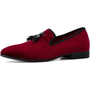 JITAI Men’s Fashion Loafers Wedding Shoes Loafers for Men Party Shoes(Red/129)