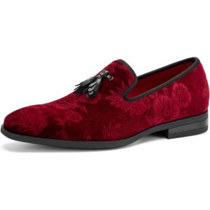 JITAI Men’s Fashion Loafers Wedding Shoes Loafers for Men Party Shoes(Red/30)