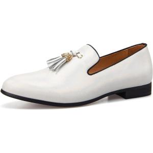 JITAI Men’s Fashion Loafers Wedding Shoes Loafers for Men Party Shoes(White/04)