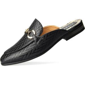 JITAI Men’s Mules – Slip-On Loafers, Casual Half Loafers, Backless Sandals(Black/01)