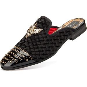 JITAI Men’s Mules – Slip-On Loafers, Casual Half Loafers, Backless Sandals(Black/35)