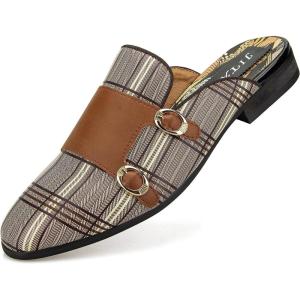 JITAI Men’s Mules – Slip-On Loafers, Casual Half Loafers, Backless Sandals(Brown/04)