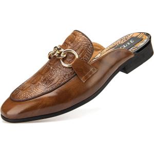 JITAI Men’s Mules – Slip-On Loafers, Casual Half Loafers, Backless Sandals(Brown/34)