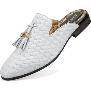 JITAI Men’s Mules – Slip-On Loafers, Casual Half Loafers, Backless Sandals(White/06)