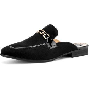 JITAI Mens Mules Velvet Slippers Slip-On Loafers for Men Casual Open Backless Sandals(Black/131)