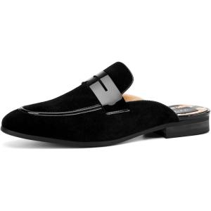 JITAI Mens Mules Velvet Slippers Slip-On Loafers for Men Casual Open Backless Sandals(Black/138)