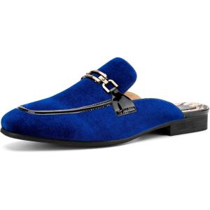 JITAI Mens Mules Velvet Slippers Slip-On Loafers for Men Casual Open Backless Sandals(Blue/131)