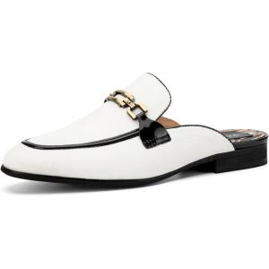 JITAI Mens Mules Velvet Slippers Slip-On Loafers for Men Casual Open Backless Sandals(White/131)