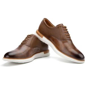 JITAI Men’s Oxford Dress Shoes Lightweight Fashion Shoes with Wingtip Brogue & Lace-up Design(Brown/06)