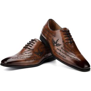 JITAI Mens Oxford Shoes Mens Casual Dress Shoes Lace Up Fashion Shoes Formal(Brown/06)