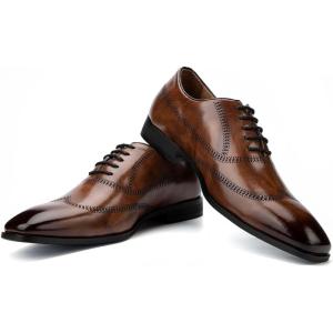 JITAI Mens Oxford Shoes Mens Casual Dress Shoes Lace Up Fashion Shoes Formal(Brown/07)