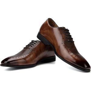 JITAI Mens Oxford Shoes Mens Casual Dress Shoes Lace Up Fashion Shoes Formal(Brown/10)