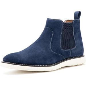 JITAI Suede Chelsea Ankle Boots for Men – Casual Elastic Mens Work Dress Boots – Stylish Chelsea Boots – Classic Mens Dress Boots(Blue/03)