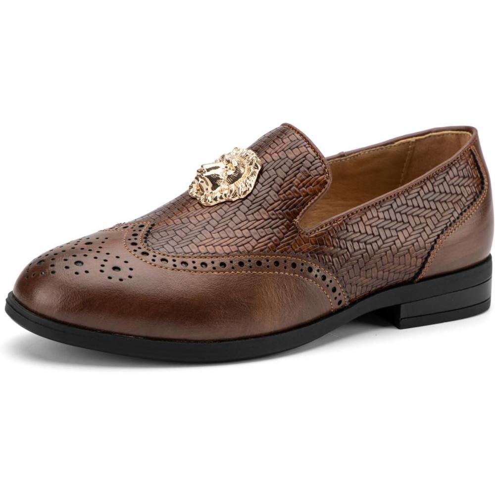 imageJITAI Boys Shoes  Fashion Tuxedo Dress Shoes for Parties Formal Business or Casual Events  Rubber LowHeels Toddler Dress Shoes for Stylish Young BoysBrown15