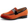 JITAI Velvet Boy’s Dress Shoes Slip-On Loafers Wedding Shoes for Boys(Orange/4)