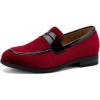 JITAI Velvet Boy’s Dress Shoes Slip-On Loafers Wedding Shoes for Boys(Red/4)