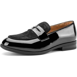 JITAI Velvet Boy’s Dress Shoes Slip-On Loafers Wedding Shoes for Boys(Black/23)